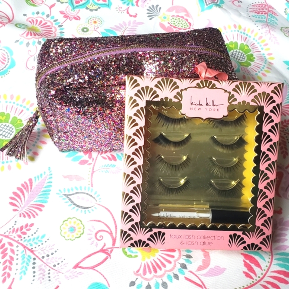 Cosmetic Case & Nicole Miller Faux Lash Bundle NWT